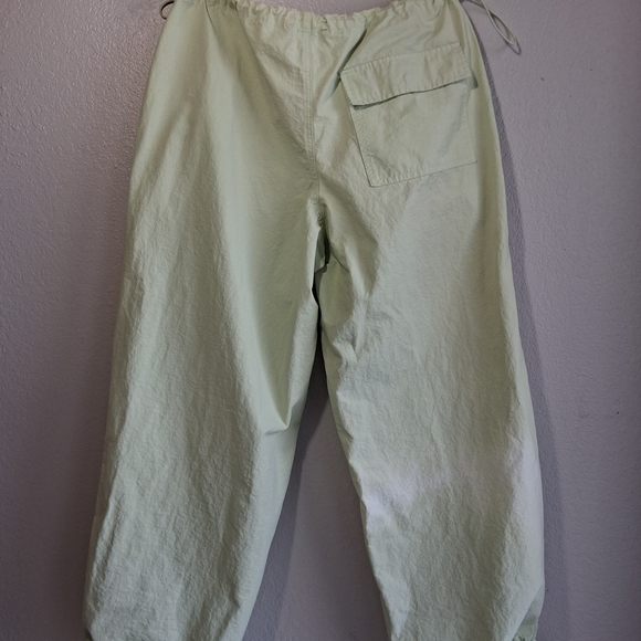 💐 Cotton Candy Mint GreenWide Leg Parachute Pants Sz.L Y2K Cargo Utility - Picture 9 of 13